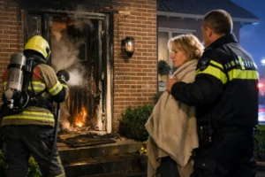 Brand bij voordeur in Voorthuizen, bewoonster veilig uit woning
