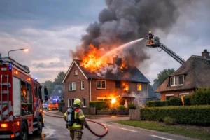 Brand bij woning aan de Harremaatweg in Voorthuizen