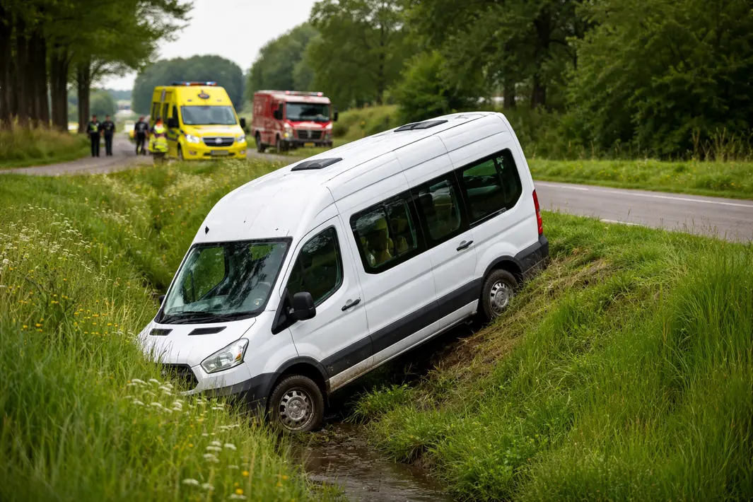 Buurtbus raakt van de weg en komt in greppel terecht in Hoevelaken
