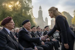 Oorlogsveteranen ontvangen tijdens herdenkingsbijeenkomst in Wageningen