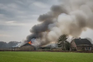 Schuurbrand zorgt voor veel rookontwikkeling in Lunteren