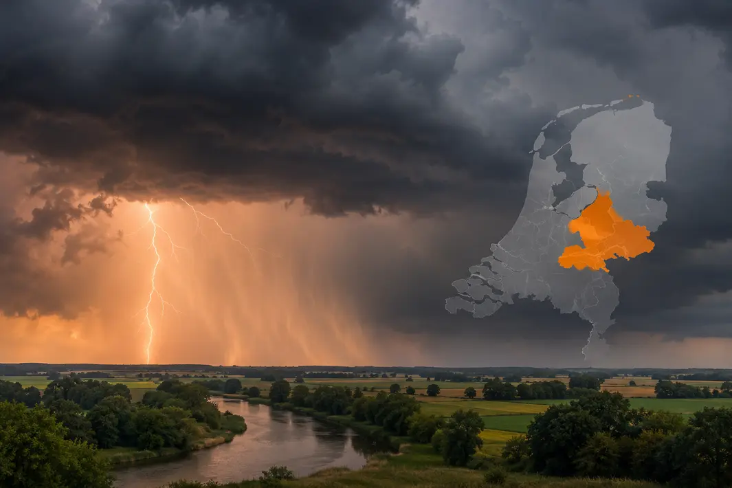 Weeralarm code oranje actief door zware onweersbuien in Geldeland